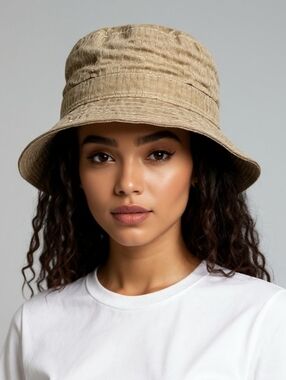 Vintage L.L. Bean Goretex Fisherman Bucket Hat Womens L Tan Narrow Rim